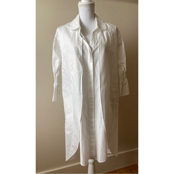 Shirt Dress Halston Heritage Smock Sleeve Overlay White Women's Size Small - Picture 3 of 14